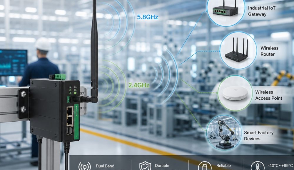 dual band antenna for industrial IoT usage scenarios